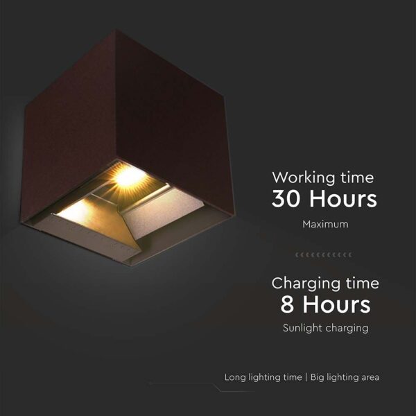 Ηλιακό Φωτιστικό Τοίχου LED 9W CCT Καφέ IP65 με Ανιχνευτή Κίνησης