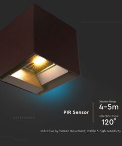 Ηλιακό Φωτιστικό Τοίχου LED 9W CCT Καφέ IP65 με Ανιχνευτή Κίνησης