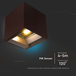 Ηλιακό Φωτιστικό Τοίχου LED 9W CCT Καφέ IP65 με Ανιχνευτή Κίνησης