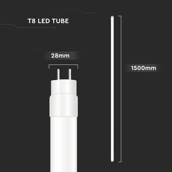 LED Λάμπα T8 G13 150cm V-TAC 24W 3000lm Ψυχρό 6500K – 23876