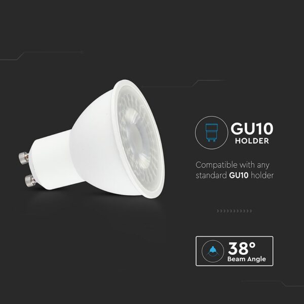 LED Λάμπα GU10  7.5W V-TAC 38° 610lm Φυσικό Λευκό 4000K – 23881