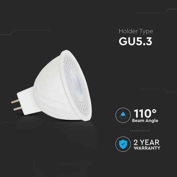 LED Λάμπα MR16 GU5.3 12V DC 6W V-TAC 110° 455lm Ψυχρό Λευκό 6500K – 23887