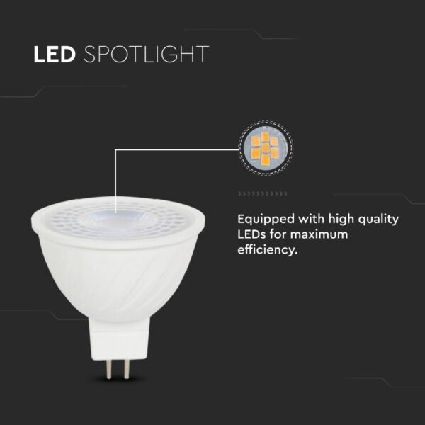 LED Λάμπα MR16 GU5.3 12V DC 6W V-TAC 38° 455lm Ψυχρό Λευκό 6500K – 23888