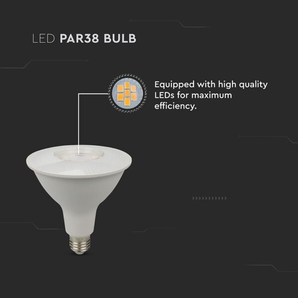 LED Λάμπα E27 PAR38 Σποτ 12.8W V-TAC 40° 930lm Ψυχρό Λευκό 6500K – 23892