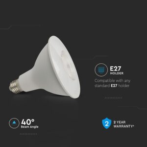 LED Λάμπα E27 PAR38 Σποτ 12.8W V-TAC 40° 930lm Ψυχρό Λευκό 6500K – 23892