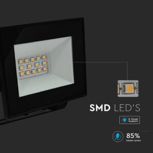 LED Προβολέας 10W V-TAC Μαύρος 730lm Αδιάβροχος IP65 Ψυχρό Λευκό 6500K – 23974