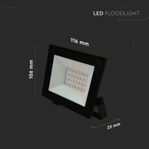 LED Προβολέας 20W V-TAC Μαύρος 1510lm Αδιάβροχος IP65 Φυσικό Λευκό 4000K – 23984