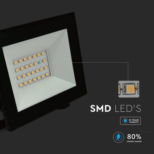 LED Προβολέας 20W V-TAC Μαύρος 1510lm Αδιάβροχος IP65 Φυσικό Λευκό 4000K – 23984