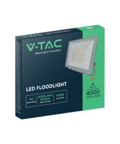 LED Προβολέας 50W V-TAC Λευκός 4700lm Αδιάβροχος IP65 Φυσικό Λευκό 4000K – 23987