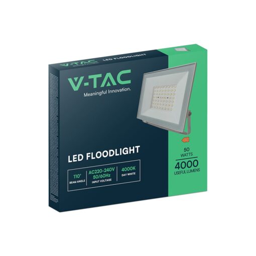 LED Προβολέας 50W V-TAC Λευκός 4700lm Αδιάβροχος IP65 Φυσικό Λευκό 4000K – 23987