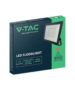 LED Προβολέας 50W V-TAC Μαύρος 4700lm Αδιάβροχος IP65 Φυσικό Λευκό 4000K – 23988
