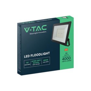 LED Προβολέας 50W V-TAC Μαύρος 4700lm Αδιάβροχος IP65 Φυσικό Λευκό 4000K – 23988