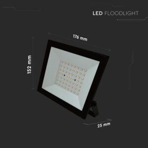 LED Προβολέας 50W V-TAC Μαύρος 4700lm Αδιάβροχος IP65 Φυσικό Λευκό 4000K – 23988