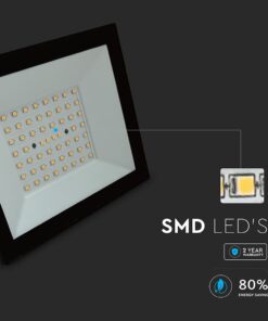 LED Προβολέας 50W V-TAC Μαύρος 4700lm Αδιάβροχος IP65 Φυσικό Λευκό 4000K – 23988