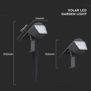 Ηλιακό Φωτιστικό Spot Καρφωτό/Επιδαπέδιο 1.3W LED CCT Ρυθμιζόμενο Μαύρο IP65 V-TAC – 23996