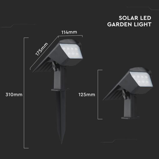 Ηλιακό Φωτιστικό Spot Καρφωτό/Επιδαπέδιο 1.3W LED CCT Ρυθμιζόμενο Μαύρο IP65 V-TAC – 23996
