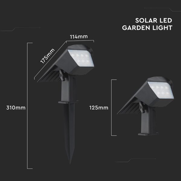 Ηλιακό Φωτιστικό Spot Καρφωτό/Επιδαπέδιο 1.3W LED CCT Ρυθμιζόμενο Μαύρο IP65 V-TAC – 23996