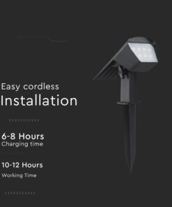 Ηλιακό Φωτιστικό Spot Καρφωτό/Επιδαπέδιο 1.3W LED CCT Ρυθμιζόμενο Μαύρο IP65 V-TAC – 23996