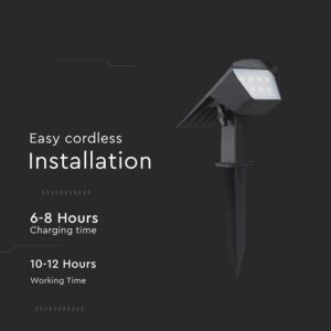 Ηλιακό Φωτιστικό Spot Καρφωτό/Επιδαπέδιο 1.3W LED CCT Ρυθμιζόμενο Μαύρο IP65 V-TAC – 23996
