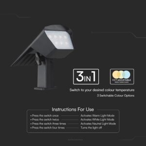 Ηλιακό Φωτιστικό Spot Καρφωτό/Επιδαπέδιο 1.3W LED CCT Ρυθμιζόμενο Μαύρο IP65 V-TAC – 23996