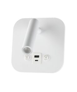 Φωτιστικό Ανάγνωσης Κρεβατιού Ξενοδοχείου V-TAC LED Σπότ & Οπίσθιο Φωτισμό Λευκό με Διακόπτη & Θύρες Φόρτισης USB 830lm 3000K – 240026