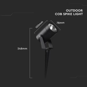 Σποτ Κήπου Καρφωτό-Επιτοίχιο 10W LED Μαύρο Αλουμινίου IP65 Φυσικό Λευκό 4000K V-TAC – 24005