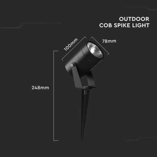 Σποτ Κήπου Καρφωτό-Επιτοίχιο 10W LED Μαύρο Αλουμινίου IP65 Φυσικό Λευκό 4000K V-TAC – 24005