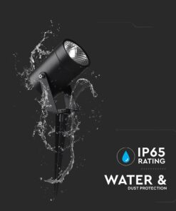 Σποτ Κήπου Καρφωτό-Επιτοίχιο 10W LED Μαύρο Αλουμινίου IP65 Φυσικό Λευκό 4000K V-TAC – 24005