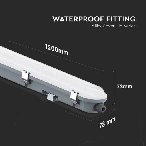 LED Αδιάβροχο IP65 Φωτιστικό Τύπου Φθορίου 36W V-TAC 120cm με Mπαταρία Εφεδρικής Λειτουργίας4320lm 6500K – 24012