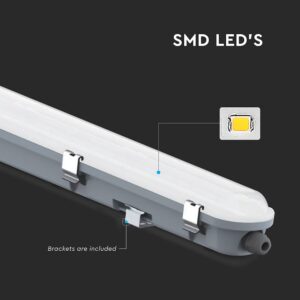 LED Αδιάβροχο IP65 Φωτιστικό Τύπου Φθορίου 36W V-TAC 120cm με Mπαταρία Εφεδρικής Λειτουργίας4320lm 6500K – 24012