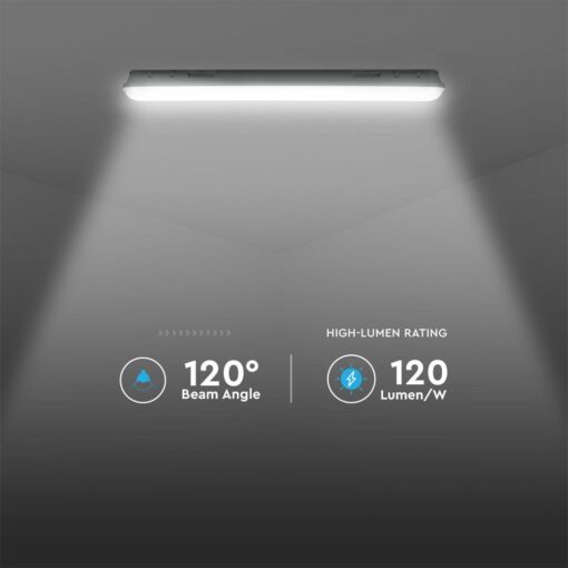 LED Αδιάβροχο IP65 Φωτιστικό Τύπου Φθορίου 36W V-TAC 120cm με Mπαταρία Εφεδρικής Λειτουργίας4320lm 6500K – 24012