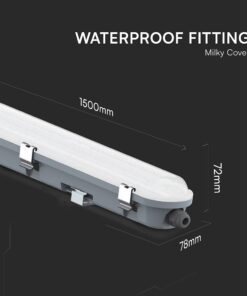 LED Αδιάβροχο IP65 Φωτιστικό Τύπου Φθορίου 48W V-TAC 150cm με Mπαταρία Εφεδρικής Λειτουργίας 5760lm 6500K – 24014