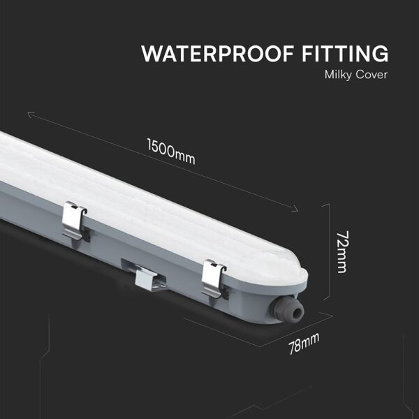 LED Αδιάβροχο IP65 Φωτιστικό Τύπου Φθορίου 48W V-TAC 150cm με Mπαταρία Εφεδρικής Λειτουργίας 5760lm 6500K – 24014