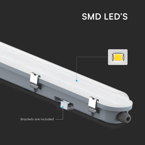 LED Αδιάβροχο IP65 Φωτιστικό Τύπου Φθορίου 48W V-TAC 150cm με Mπαταρία Εφεδρικής Λειτουργίας 5760lm 6500K – 24014