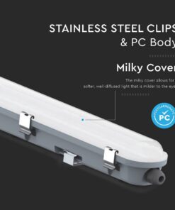 LED Αδιάβροχο IP65 Φωτιστικό Τύπου Φθορίου 48W V-TAC 150cm με Mπαταρία Εφεδρικής Λειτουργίας 5760lm 6500K – 24014