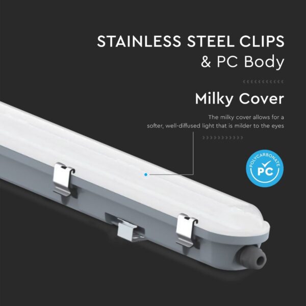 LED Αδιάβροχο IP65 Φωτιστικό Τύπου Φθορίου 48W V-TAC 150cm με Mπαταρία Εφεδρικής Λειτουργίας 5760lm 6500K – 24014