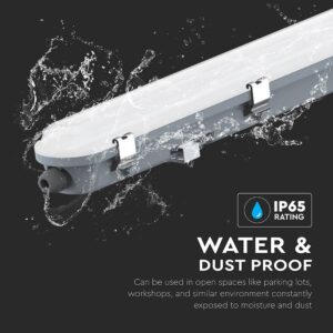 LED Αδιάβροχο IP65 Φωτιστικό Τύπου Φθορίου 48W V-TAC 150cm με Mπαταρία Εφεδρικής Λειτουργίας 5760lm 6500K – 24014