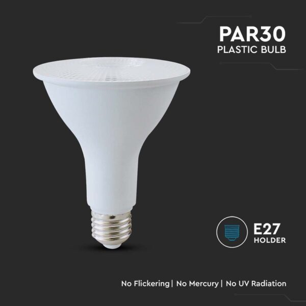 LED Λάμπα E27 PAR30 Σποτ 11W V-TAC 40° 800lm Φυσικό Λευκό 4000K – 24037