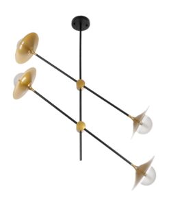 GloboStar® JOLIET 999-0044 Μοντέρνο Φωτιστικό Οροφής Πλέγμα Πολύφωτο 4 x G9 IP20 Μαύρο & Χρυσό Μέταλλο – Μ93 x Π20 x Υ106cm