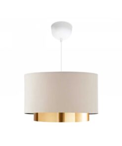 GLOBOSTAR® BASIL 204-0173 Μοντέρνο Κρεμαστό Φωτιστικό Οροφής με Ντουί 1 x E27 AC 220-240V IP20 – Μπεζ & Χρυσό – Μ30 x Π30 x Υ20cm