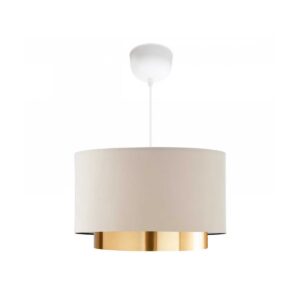 GLOBOSTAR® BASIL 204-0173 Μοντέρνο Κρεμαστό Φωτιστικό Οροφής με Ντουί 1 x E27 AC 220-240V IP20 – Μπεζ & Χρυσό – Μ30 x Π30 x Υ20cm