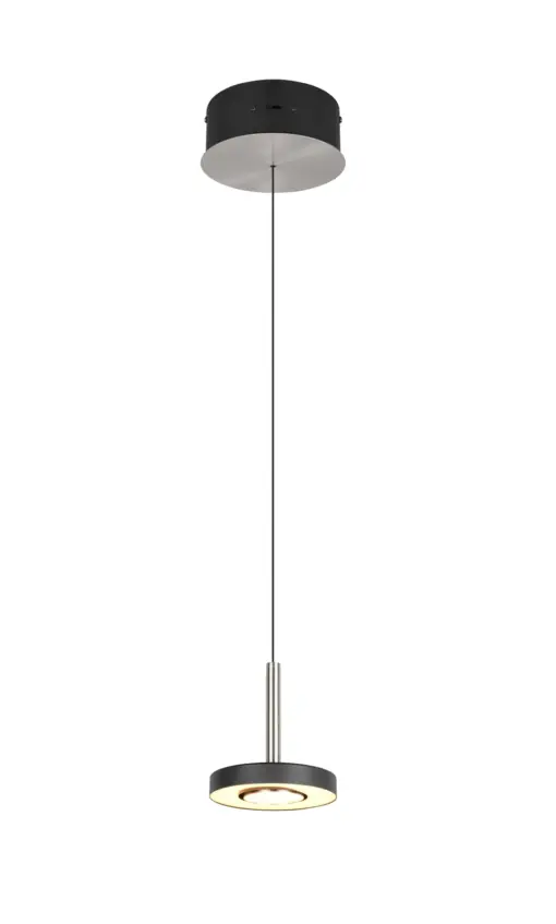 Trio Lighting – 334410107 GUANO Κρεμαστό Φωτιστικό Σποτ LED 8W 850lm Step Dimmable CCT Μαύρο & Νίκελ Ματ