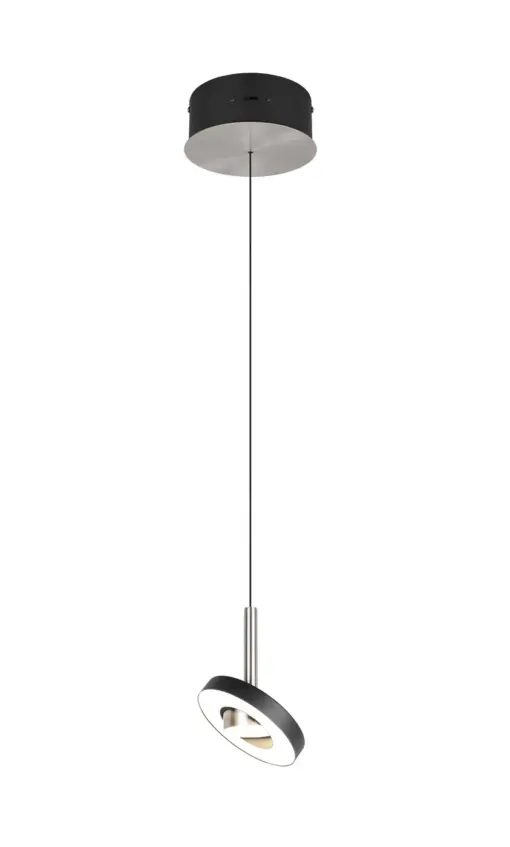 Trio Lighting – 334410107 GUANO Κρεμαστό Φωτιστικό Σποτ LED 8W 850lm Step Dimmable CCT Μαύρο & Νίκελ Ματ