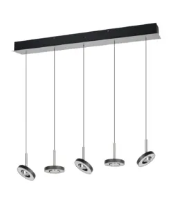 Trio Lighting – 334410507 GUANO Κρεμαστό Φωτιστικό Ράγα LED 40W 4250lm Step Dimmable CCT Μαύρο & Νίκελ