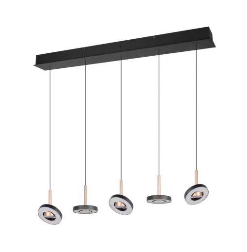Trio Lighting – 334410565 GUANO Κρεμαστό Φωτιστικό Ράγα LED 40W 4250lm Step Dimmable CCT Μαύρο & Καφέ