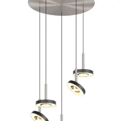 Trio Lighting - 334430507 GUANO Κρεμαστό Φωτιστικό Ροζέτα LED 40W 4250lm Step Dimmable CCT Μαύρο & Νίκελ Ματ