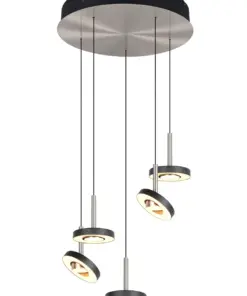 Trio Lighting - 334430507 GUANO Κρεμαστό Φωτιστικό Ροζέτα LED 40W 4250lm Step Dimmable CCT Μαύρο & Νίκελ Ματ