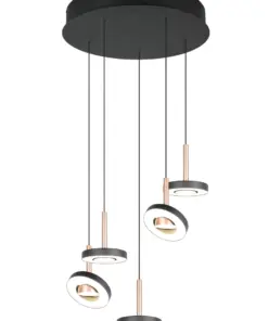 Trio Lighting – 334430565 GUANO Κρεμαστό Φωτιστικό Ροζέτα LED 40W 4250lm Step Dimmable CCT Μαύρο & Καφέ