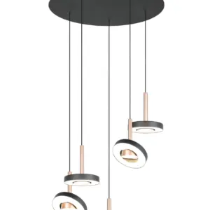 Trio Lighting – 334430565 GUANO Κρεμαστό Φωτιστικό Ροζέτα LED 40W 4250lm Step Dimmable CCT Μαύρο & Καφέ