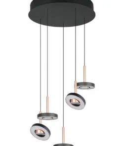 Trio Lighting – 334430565 GUANO Κρεμαστό Φωτιστικό Ροζέτα LED 40W 4250lm Step Dimmable CCT Μαύρο & Καφέ